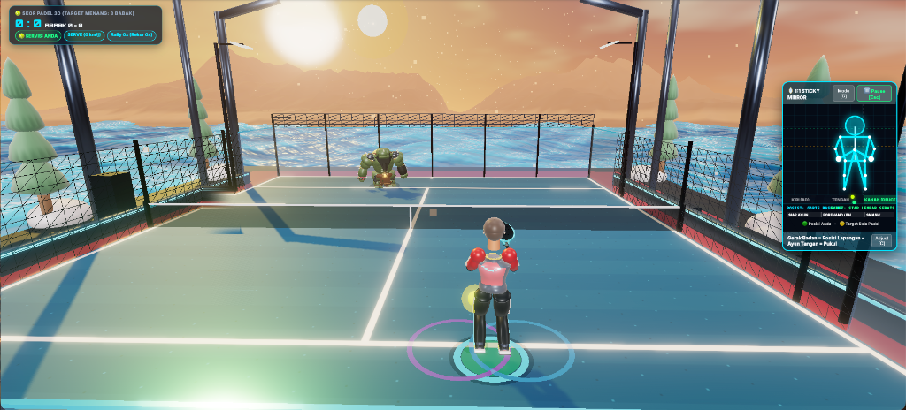Padel 3D Arena Gameplay Screenshot with Opponent Kragos